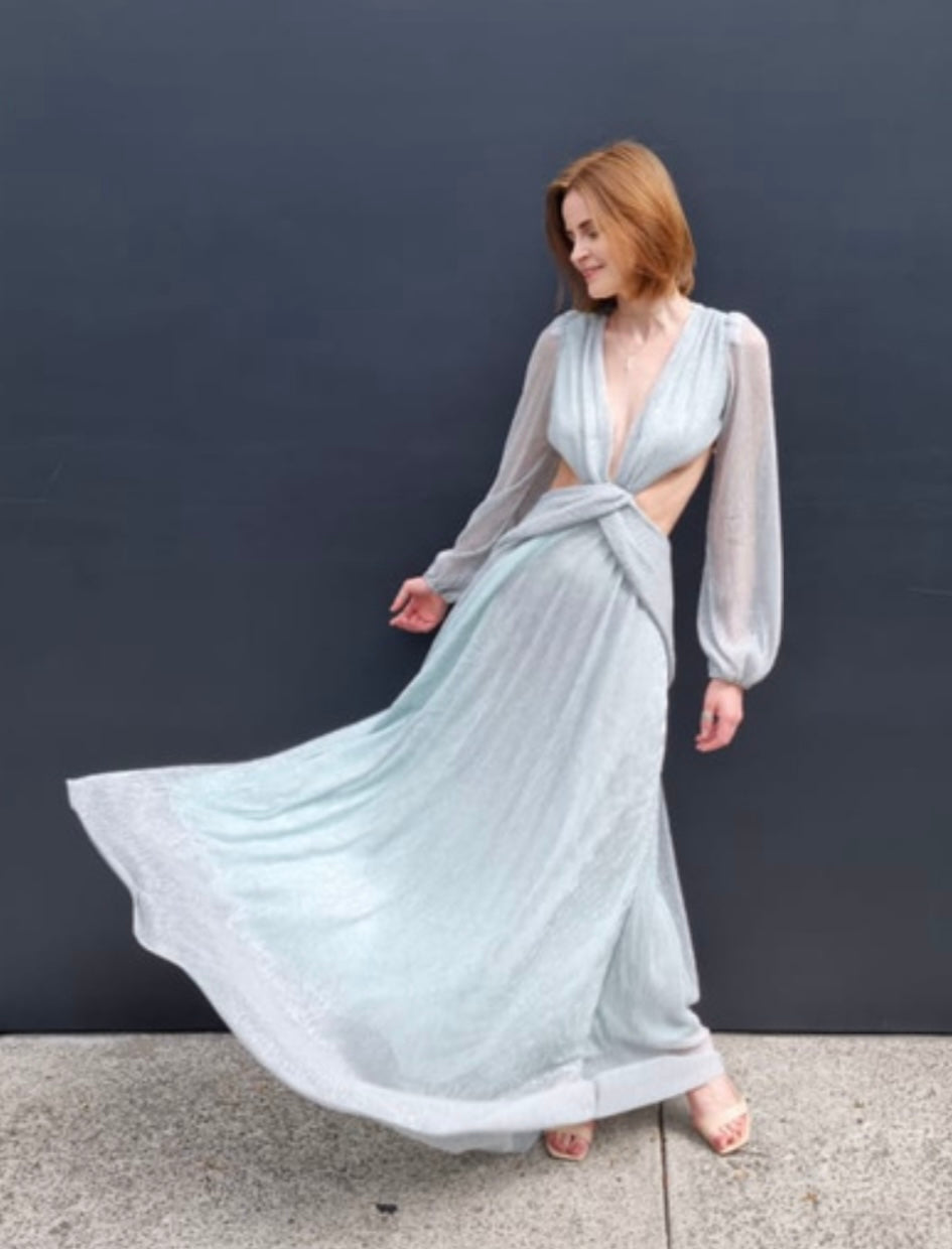 NUEVO Vestido Largo Azul Side Cuts