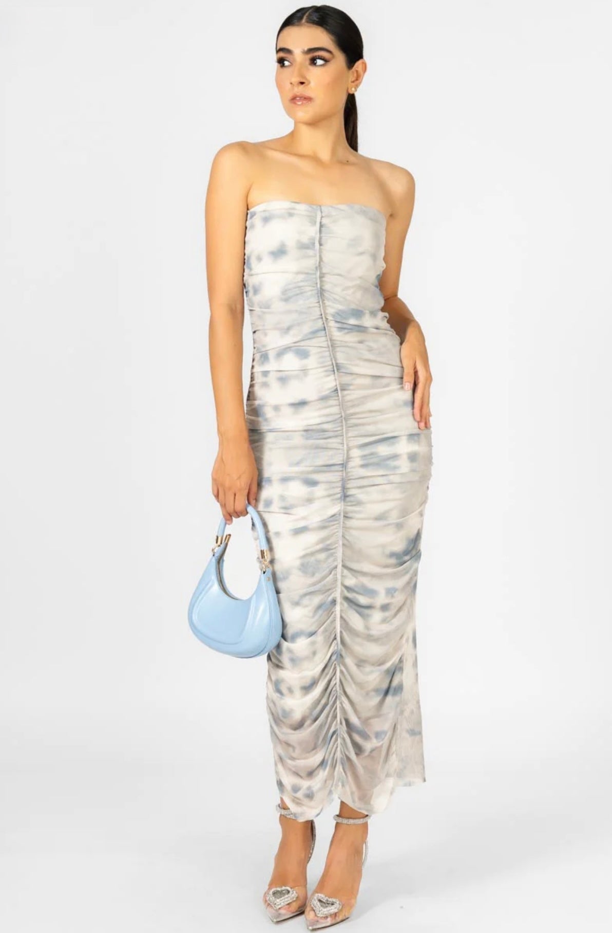 NUEVO Vestido Strapless Gris